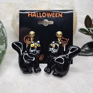Black Cat post earrings.